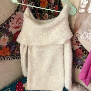 Fashion Nova Cream Off-Shoulder Sweater